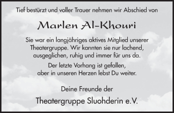 Traueranzeige von Marlen Al-Khouri 