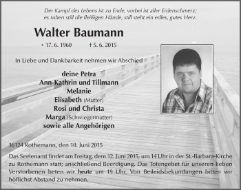 Traueranzeige von Walter Baumann 
