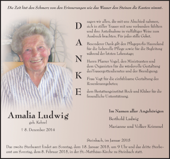 Traueranzeige von Amalia Ludwig 