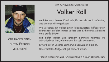 Traueranzeige von Volker Röll 