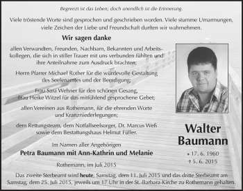 Traueranzeige von Walter Baumann 