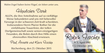 Traueranzeige von Robin Fischer 
