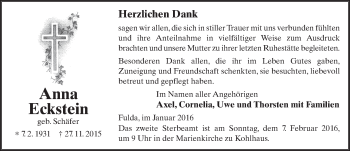 Traueranzeige von Anna Eckstein 
