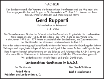 Traueranzeige von Gerhard Rupperti 