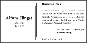 Traueranzeige von Alfons Jüngst 