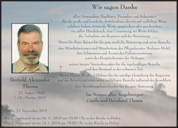 Traueranzeige von Bertold Alexander Thoma 