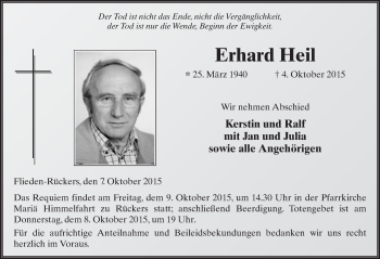 Traueranzeige von Erhard Heil 