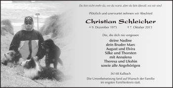 Traueranzeige von Christian Schleicher 