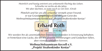 Traueranzeige von Erhard Roth 
