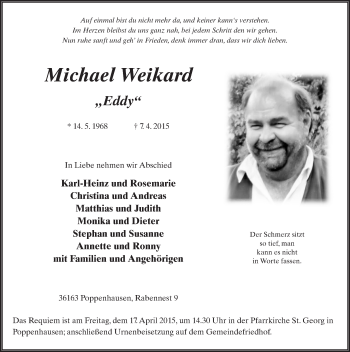 Traueranzeige von Michael Weikard 
