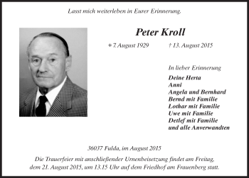 Traueranzeige von Peter Kroll 