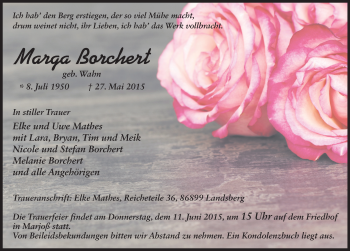 Traueranzeige von Marga Borchert 