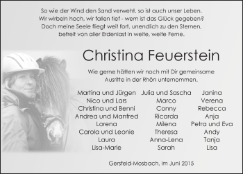 Traueranzeige von Christina Feuerstein 