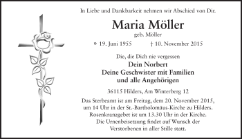 Traueranzeige von Maria Möller 