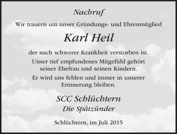 Traueranzeige von Karl Heil 