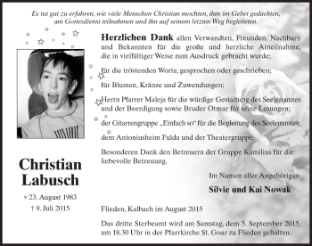 Traueranzeige von Christian Labusch 