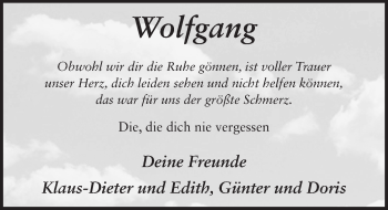 Traueranzeige von Wolfgang Hämel 