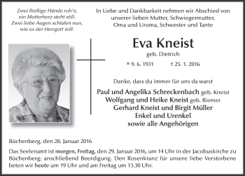 Traueranzeige von Eva Kneist 