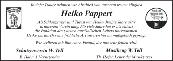 Traueranzeige von Heiko Pappert 