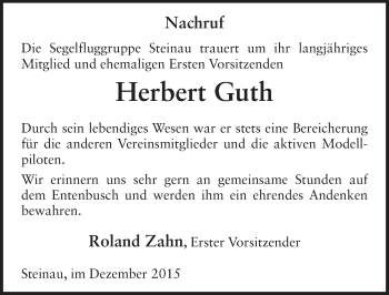 Traueranzeige von Herbert Guth 