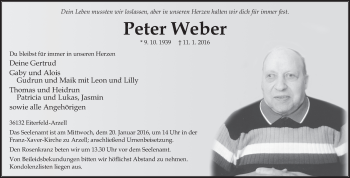 Traueranzeige von Peter Weber 