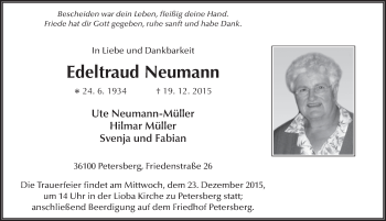 Traueranzeige von Edeltraud Neumann 