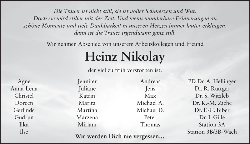  Traueranzeige für Heinz Nikolay vom 29.12.2014 aus 