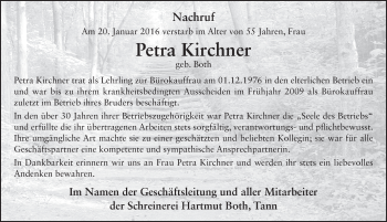 Traueranzeige von Petra Kirchner 
