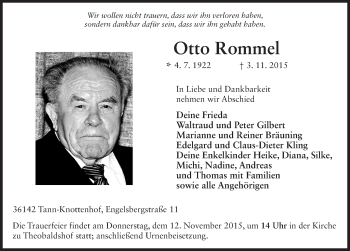 Traueranzeige von Otto Rommel 