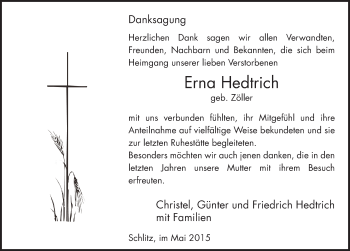 Traueranzeige von Erna Hedtrich 