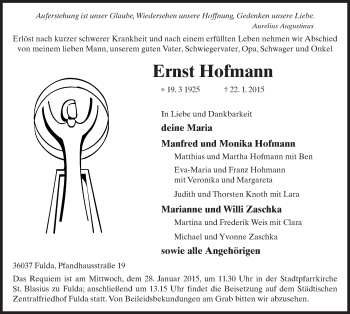 Traueranzeige von Ernst Hofmann 