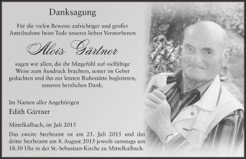 Traueranzeige von Alois Gärtner 