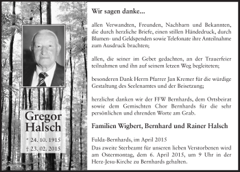 Traueranzeige von Gregor Halsch 