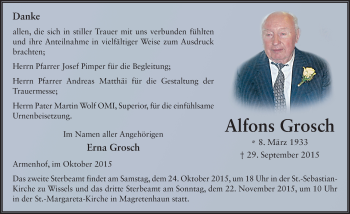 Traueranzeige von Alfons Grosch 