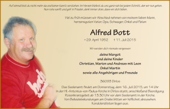 Traueranzeige von Alfred Bott 