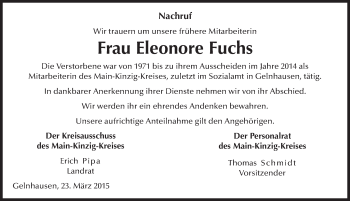 Traueranzeige von Eleonore Fuchs 