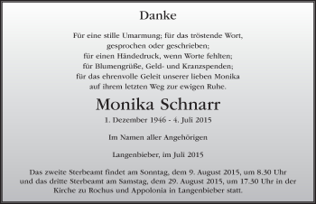 Traueranzeige von Monika Schnarr 