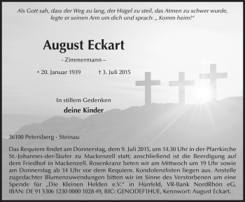 Traueranzeige von August Eckart 