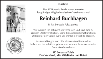 Traueranzeige von Reinhard Buchhagen 