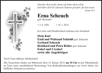 Traueranzeige von Erna Scheuch 
