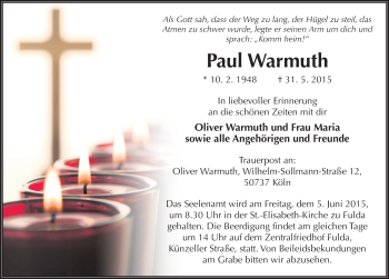 Traueranzeige von Paul Warmuth 