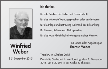Traueranzeige von Winfried Weber 