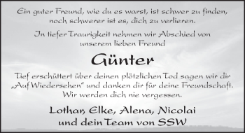 Traueranzeige von Günter Kratochvil 