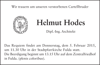 Traueranzeige von Helmut Hodes 
