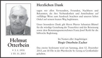 Traueranzeige von Helmut Otterbein 