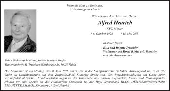 Traueranzeige von Alfred Heurich 