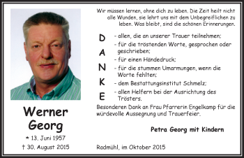 Traueranzeige von Werner Georg 