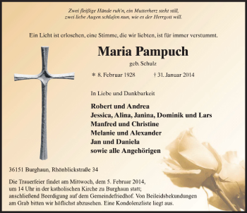 Traueranzeige von Maria Pampuch 