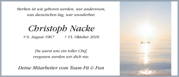 Traueranzeige von Christoph Nacke 