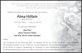 Traueranzeige von Alma Höllein 